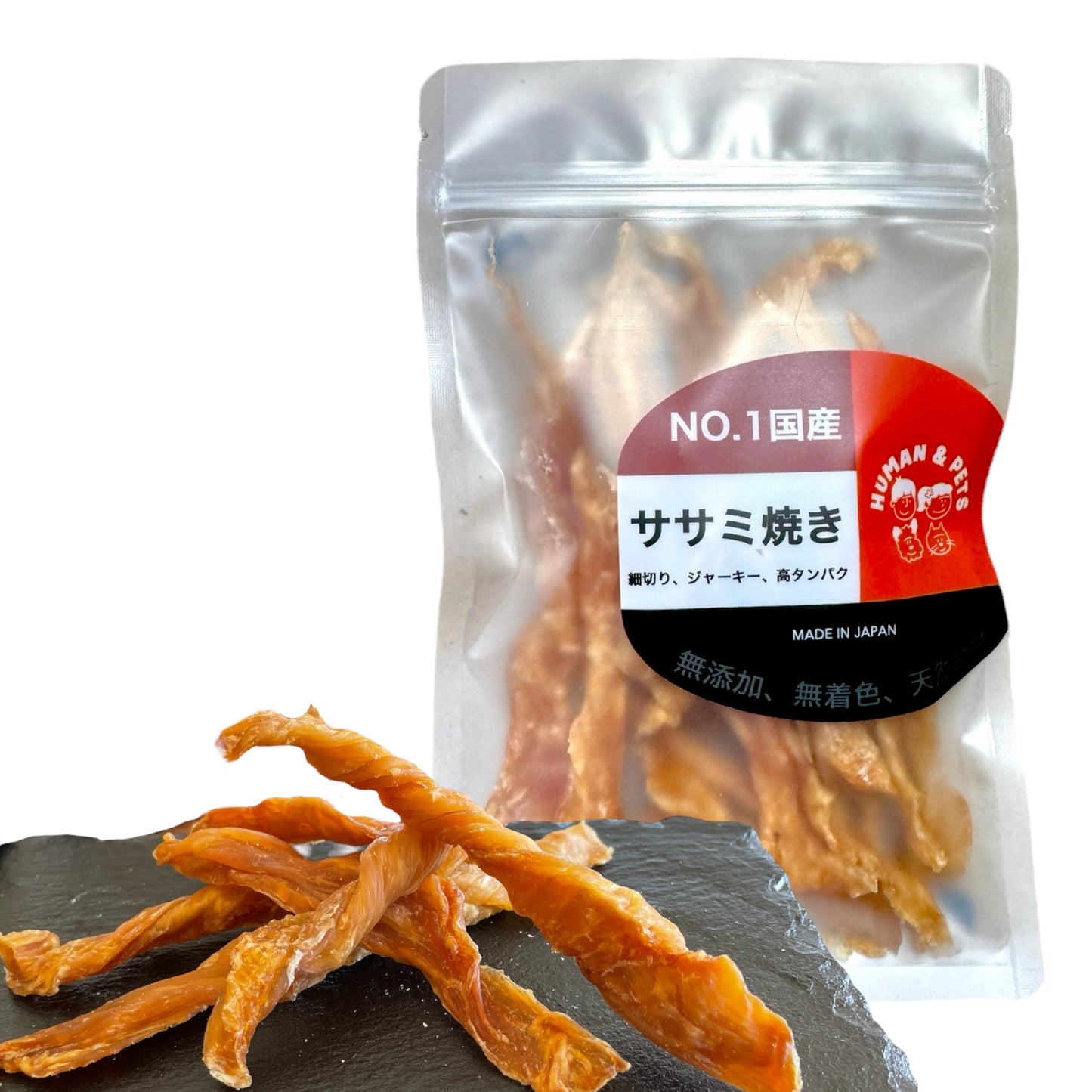 HUMAN&amp;PETS Japanese-made high-grade dog snack, healthy natural ingredients, premium chicken fillet jerky [domestic production] 50g, additive-free, grilled chicken fillet 